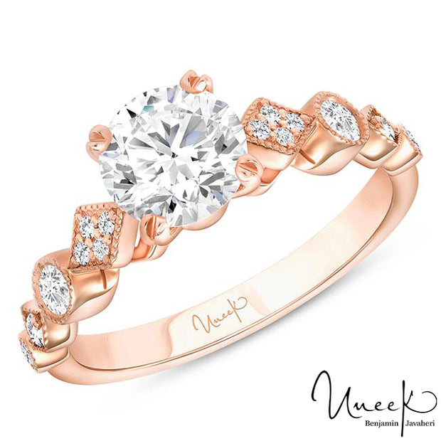 Uneek Us Collection Round Diamond Engagement Ring, in 14K Rose Gold Style SWUSOL08R-6.5RD