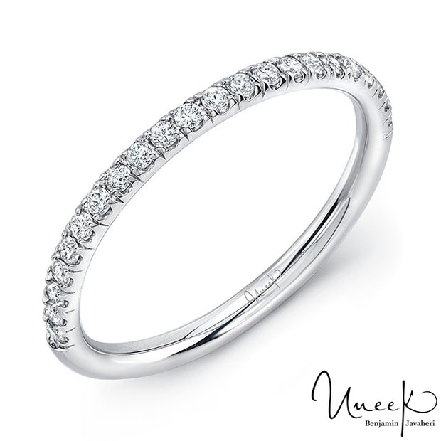 Uneek Silhouette Pave Diamond Wedding Band in 14K White Gold Style WB229